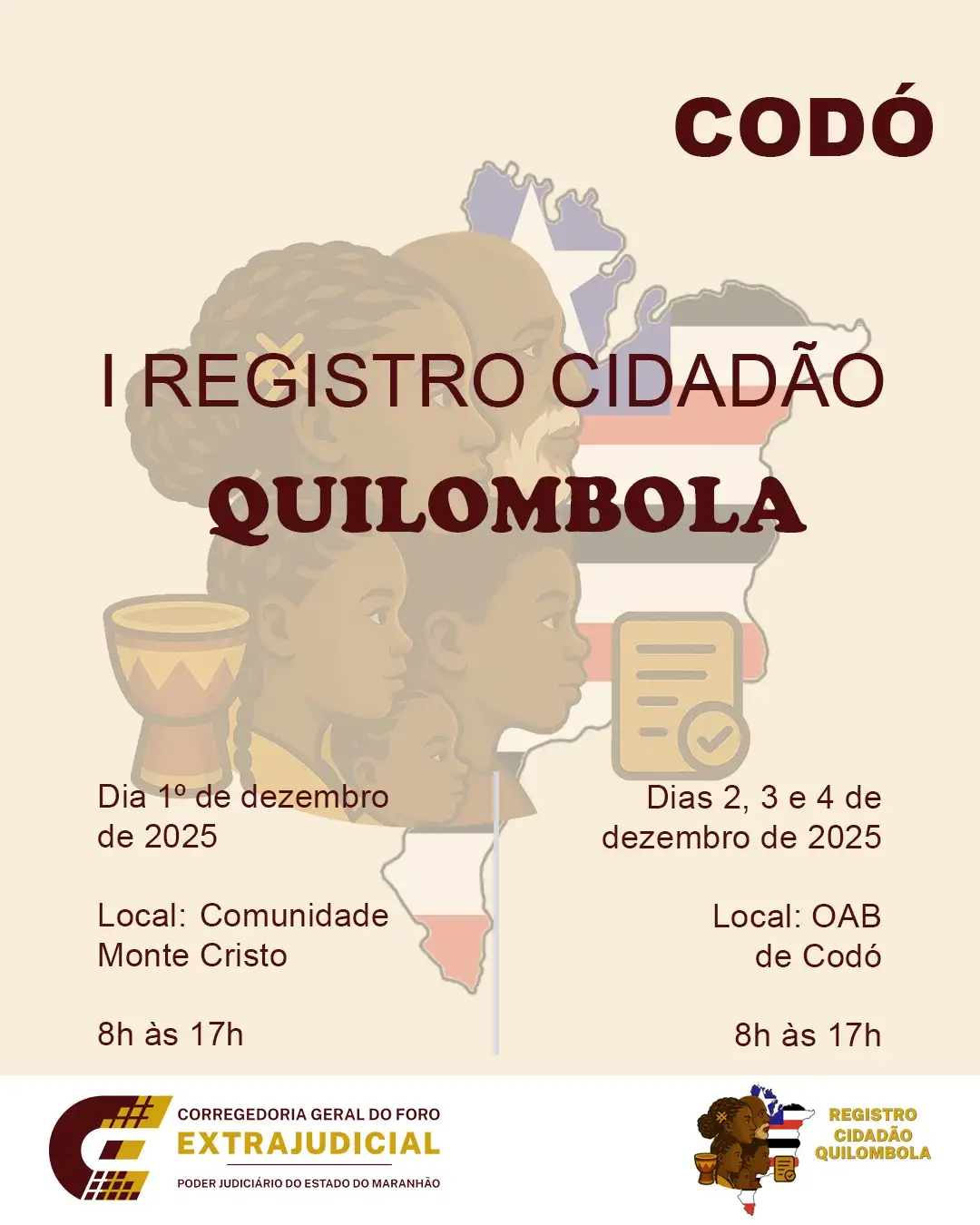 Galeria de imagens - Foto 2 da notícia: Projeto “I Registro Cidadão Quilombola” atenderá pessoas em situação de vulnerabilidade social em Codó