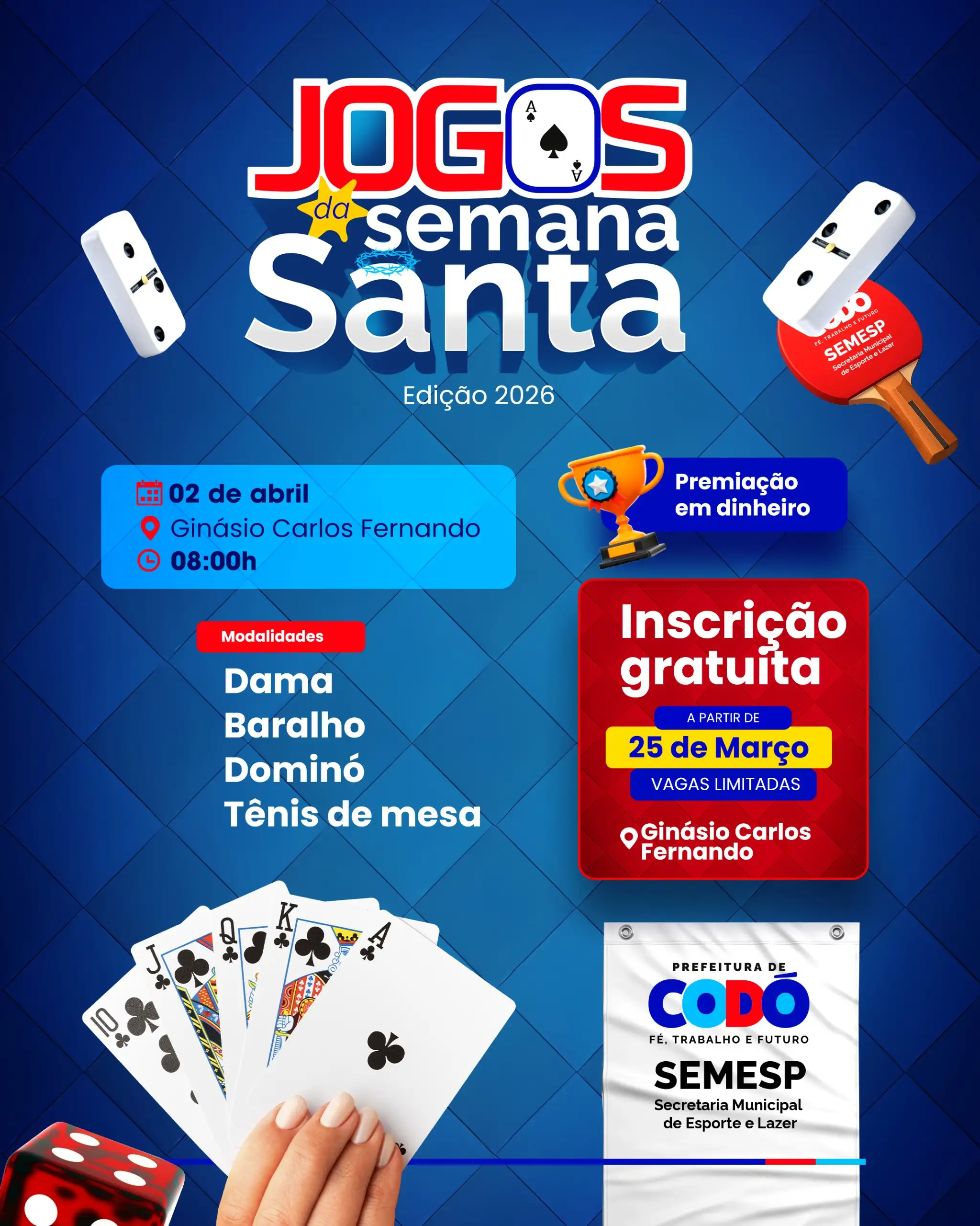 Galeria de imagens - Foto 1 da notícia: Inscrições abertas para os Jogos da Semana Santa em Codó com premiação em dinheiro