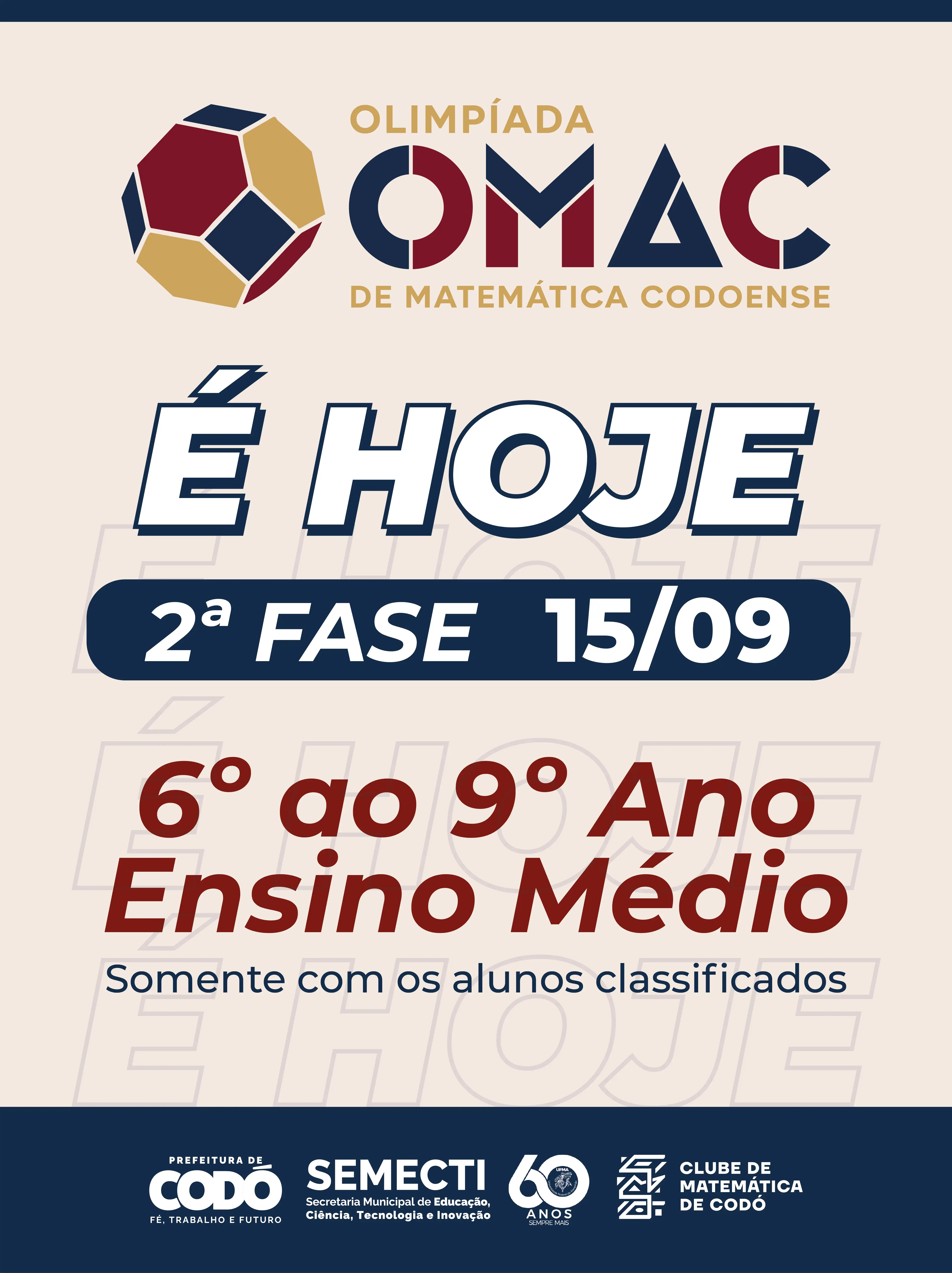 Segunda fase da OMAC 2026 acontece nesta terça-feira (15) em Codó