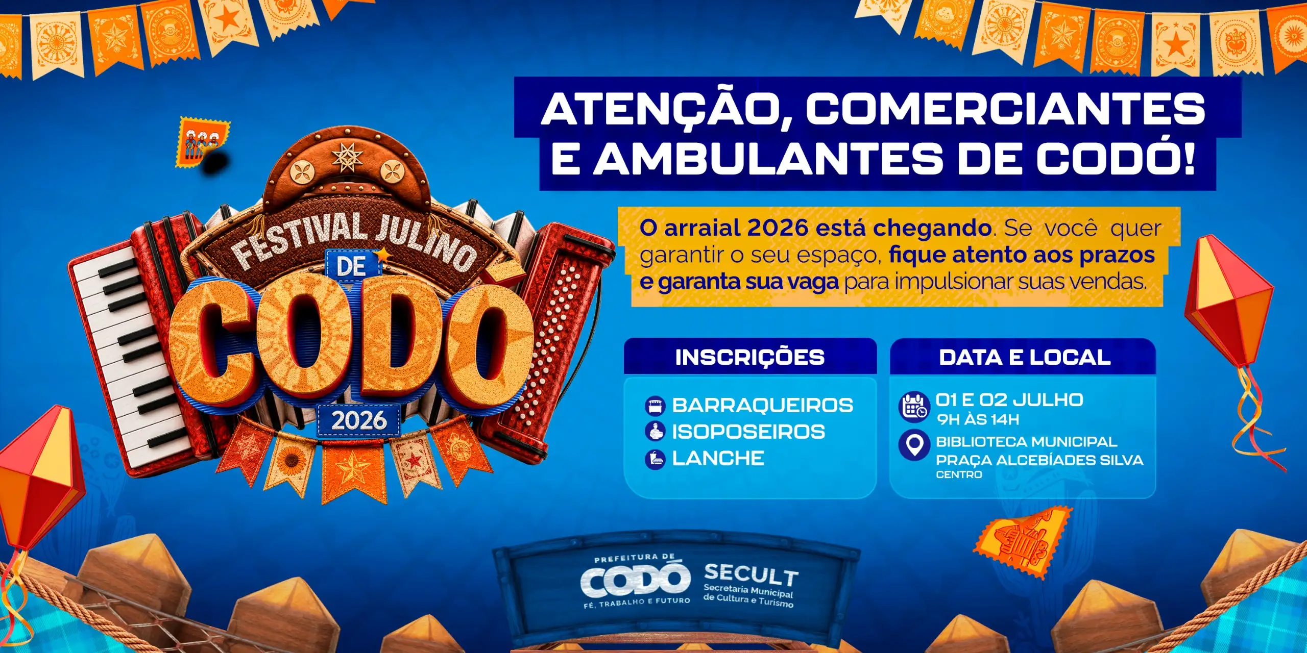 Inscrições para comerciantes do Festival Julino de Codó começam nesta quarta-feira (01)