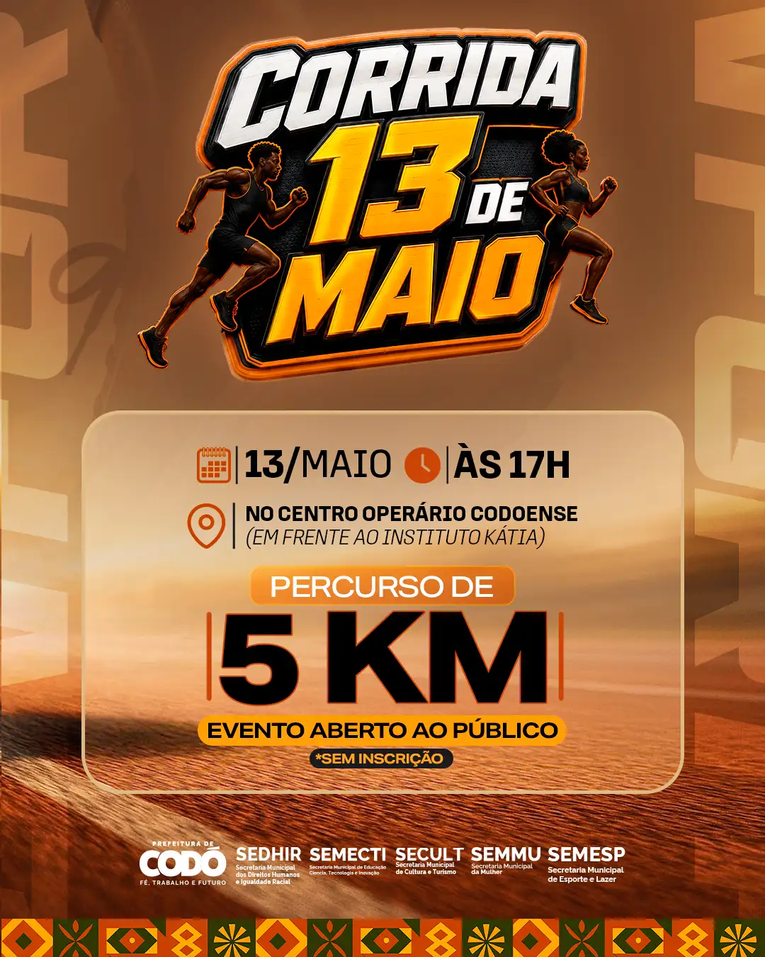 Foto 1 – Corrida comemorativa do 13 de Maio será realizada nesta quarta-feira em Codó