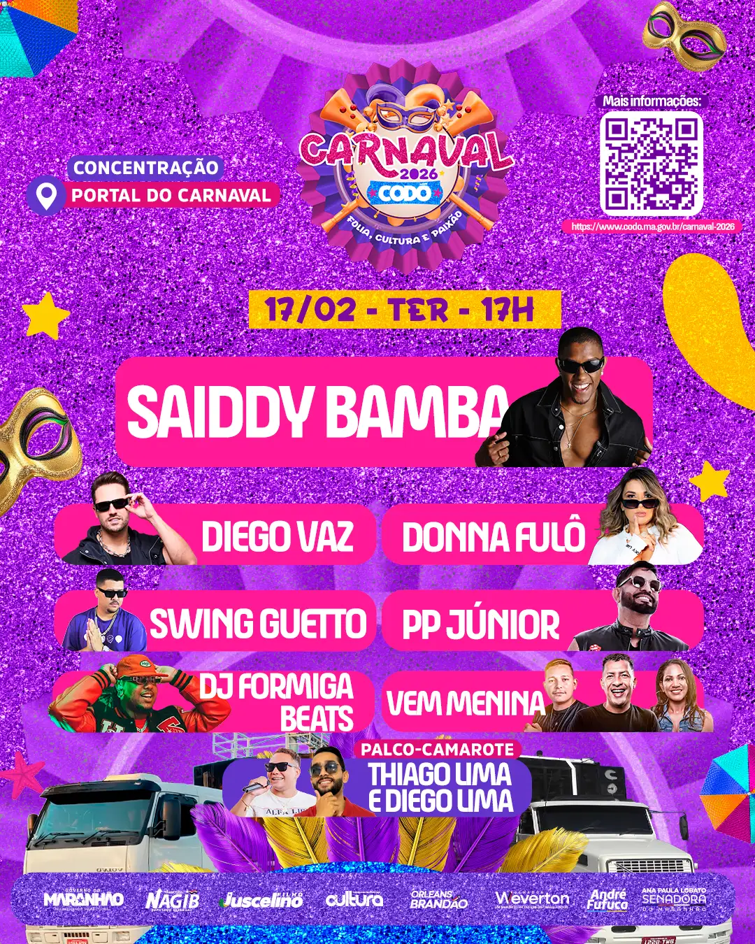 Galeria de imagens - Foto 5 da notícia: Prefeitura de Codó divulga programação oficial do Carnaval 2026 – “Folia, Cultura e Paixão”