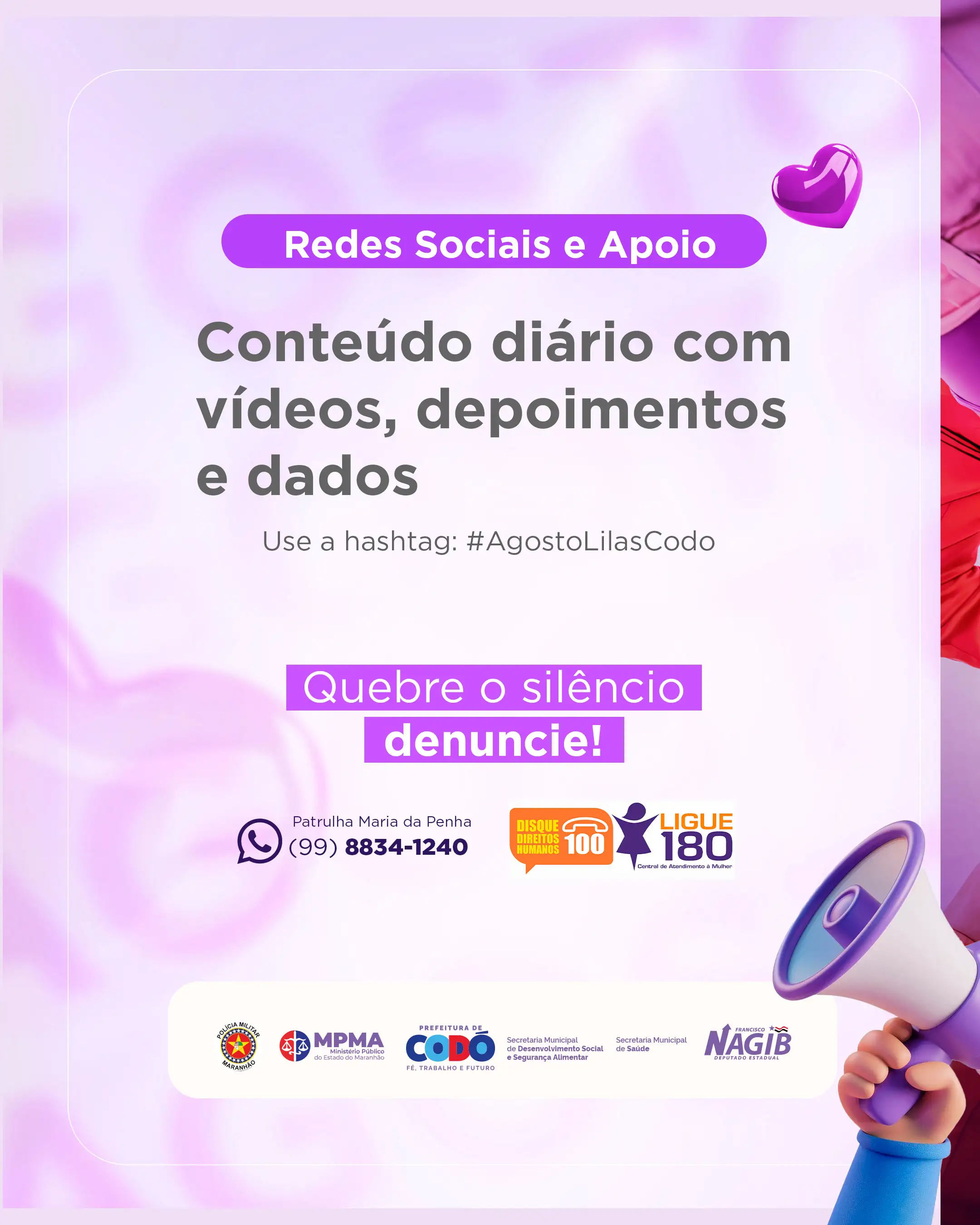 Foto 9 – Prefeitura de Codó lança campanha “Agosto Lilás” com ações de conscientização e combate à violência contra a mulher