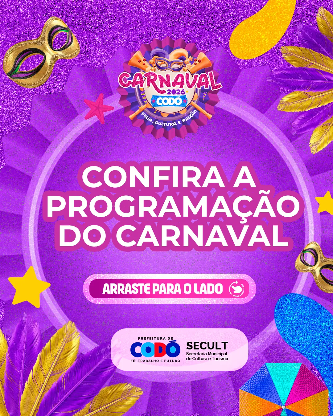 Galeria de imagens - Foto 6 da notícia: Prefeitura de Codó divulga programação oficial do Carnaval 2026 – “Folia, Cultura e Paixão”