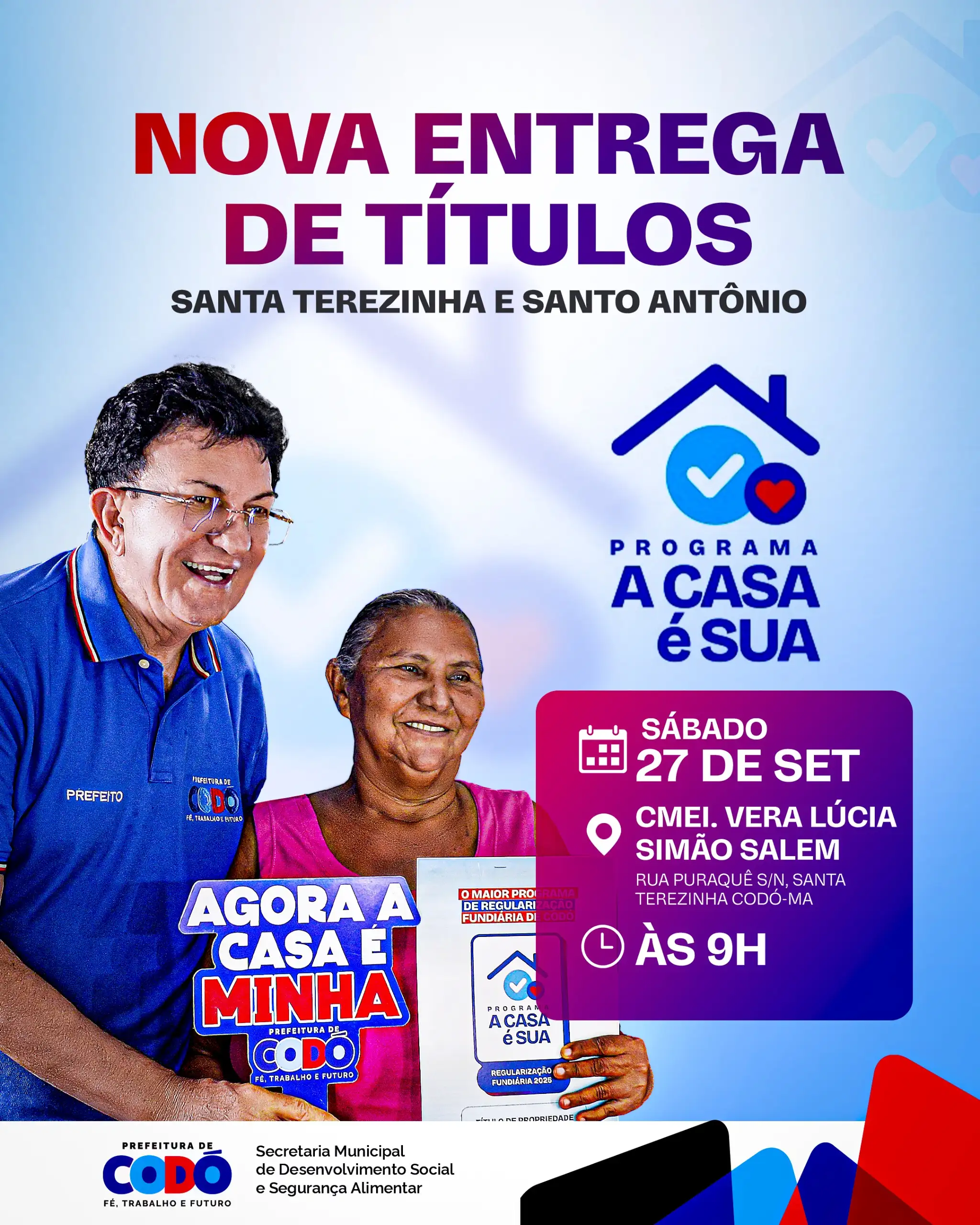 Foto 1 – Prefeitura de Codó realizará nova entrega de títulos do programa “A Casa é Sua” neste sábado (27)