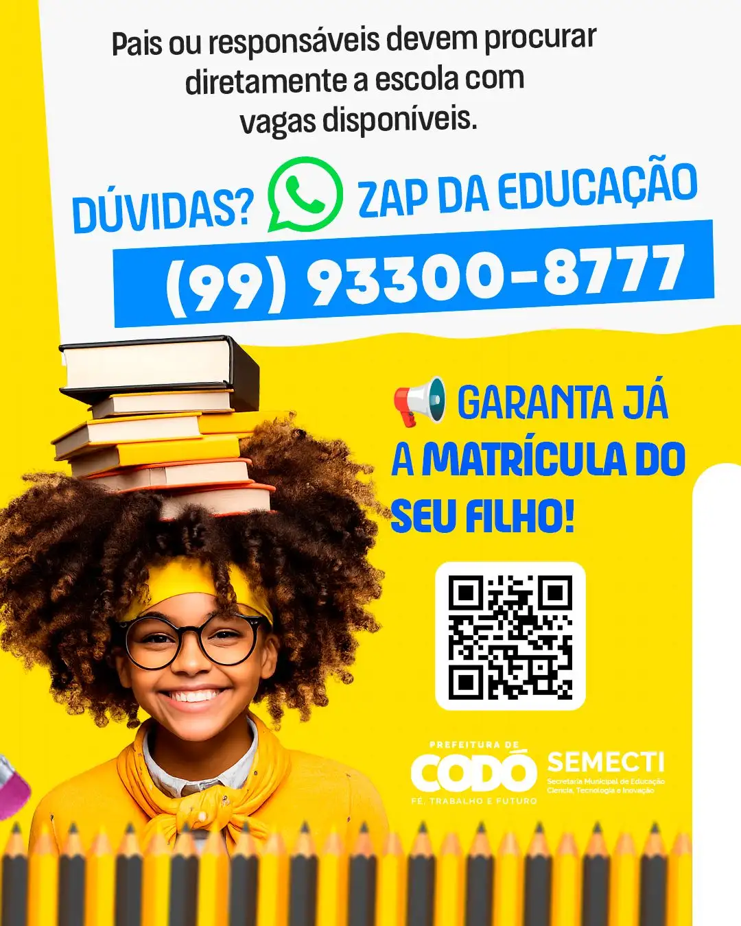 Foto 1 – Rede Municipal de Ensino de Codó ainda possui mais de 3 mil vagas abertas para matrículas