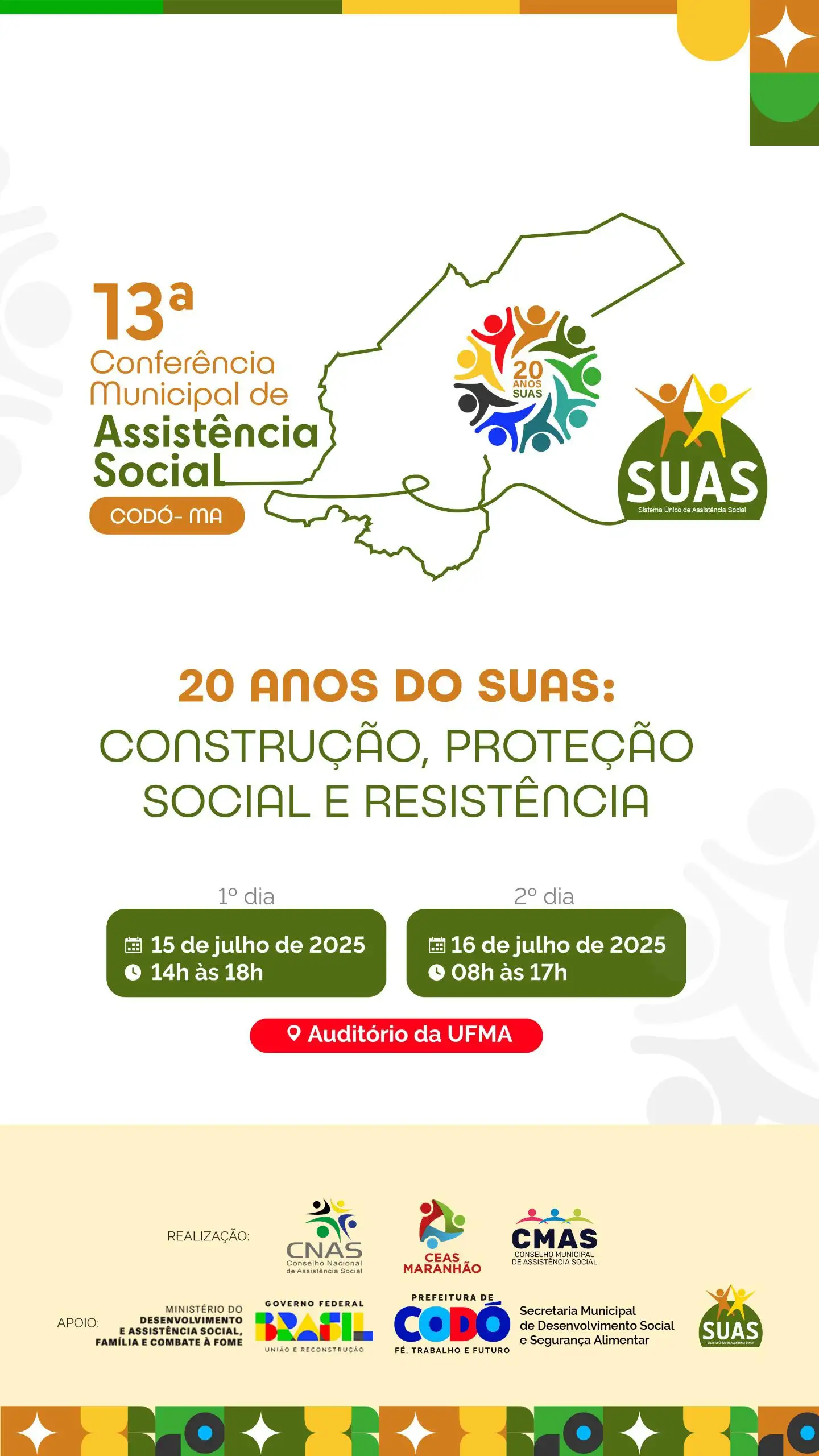 Galeria de imagens - Foto 1 da notícia: 13ª Conferência Municipal de Assistência Social de Codó celebra 20 anos do SUAS