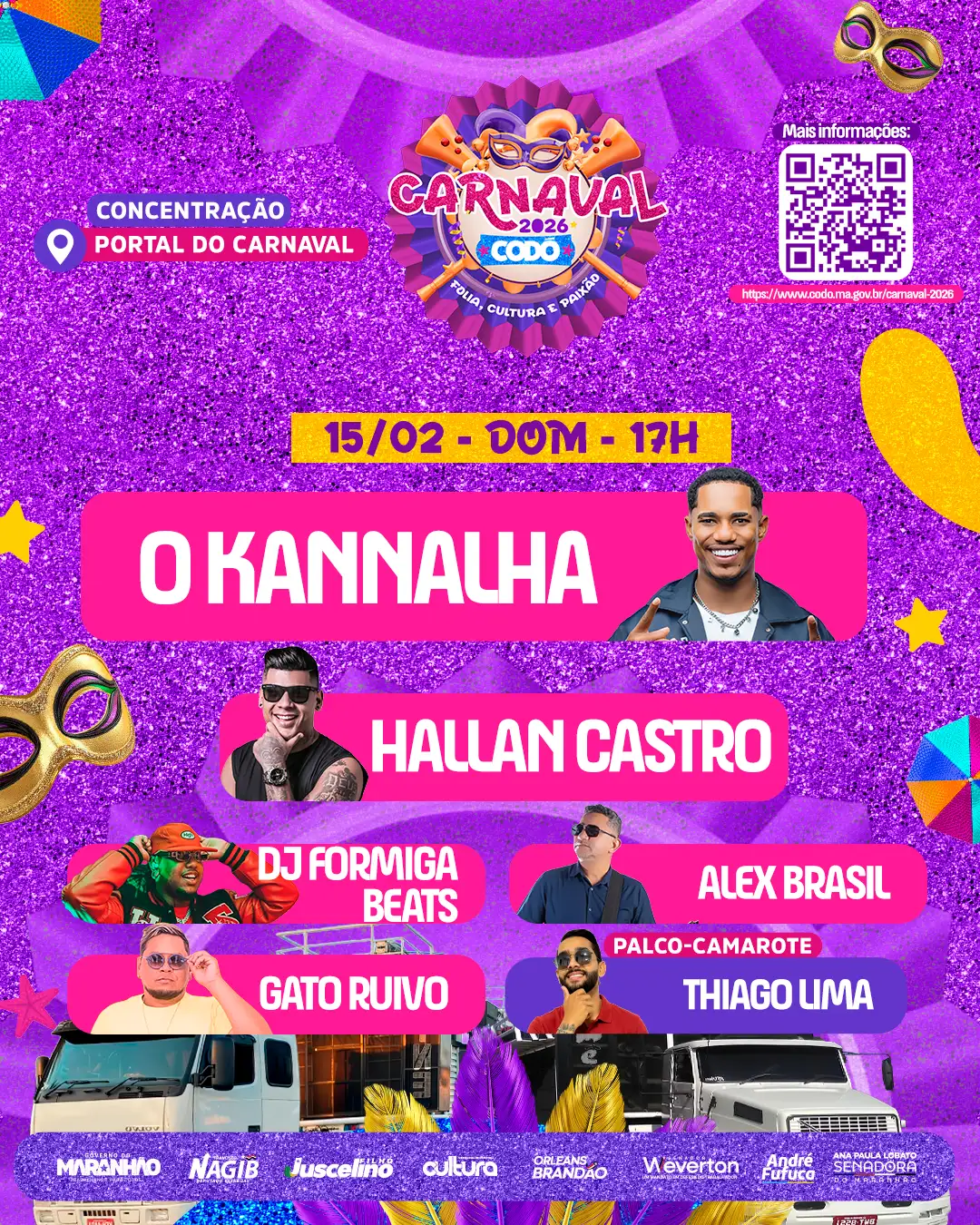 Galeria de imagens - Foto 3 da notícia: Prefeitura de Codó divulga programação oficial do Carnaval 2026 – “Folia, Cultura e Paixão”