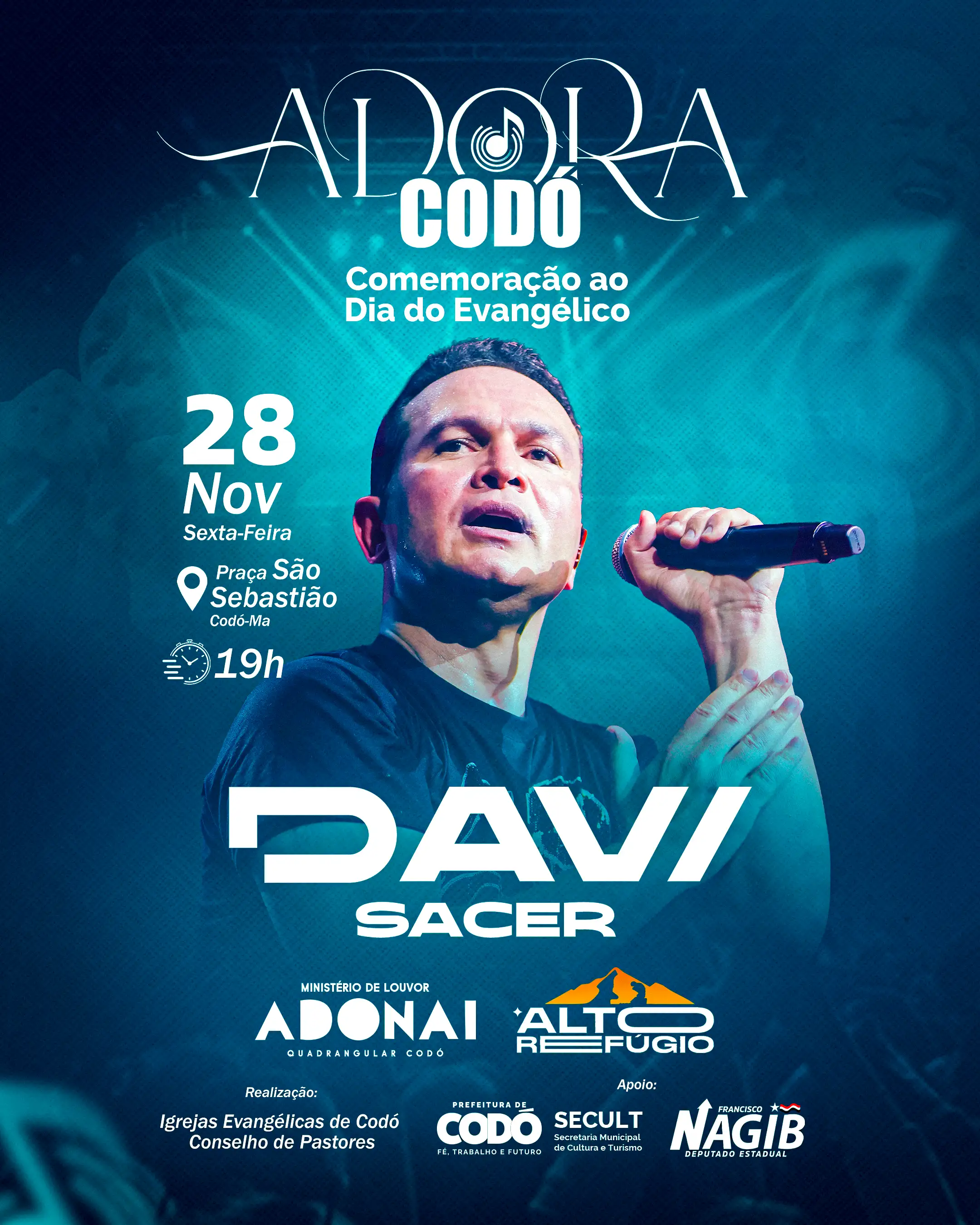 Foto 1 – “Adora Codó”: Dia Municipal do Evangélico será celebrado com show de Davi Sacer na Praça São Sebastião