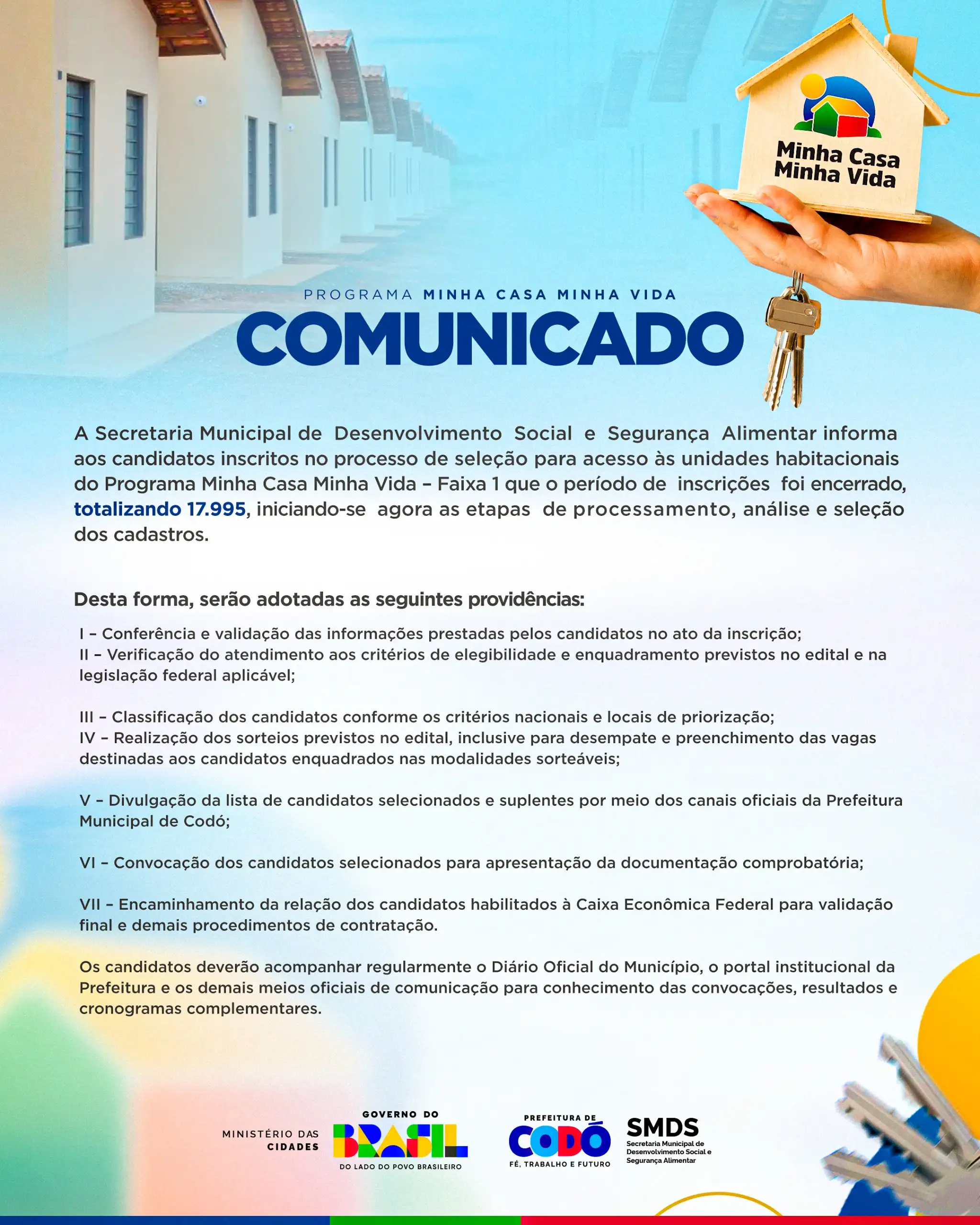 Foto 1 – Programa Minha Casa Minha Vida registra 17.995 inscrições em Codó e avança para análise dos cadastros