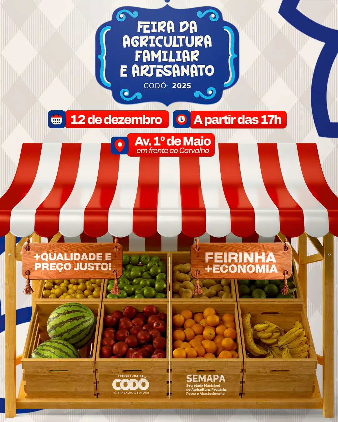 Galeria de imagens - Foto 1 da notícia: 6ª Edição da Feira da Agricultura Familiar e Artesanato de Codó será realizada nesta sexta-feira (12)